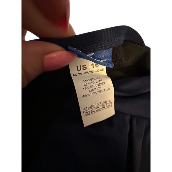 Hilor Ruched Twist Front One Piece Swimsuit Tummy Control Navy Blue Size 16 New - Picture 5 of 8